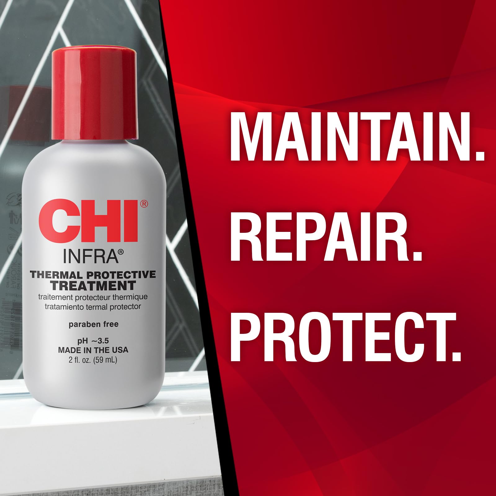 CHI professional color protecting hair cream back label showing directions.