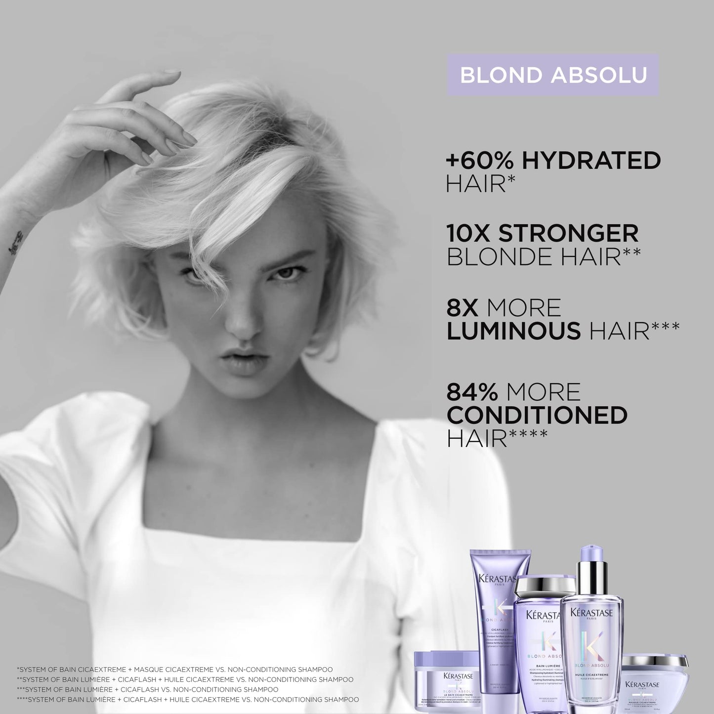 Kerastase Blond Absolu Cicaplasme leave-in serum back label showing instructions and features