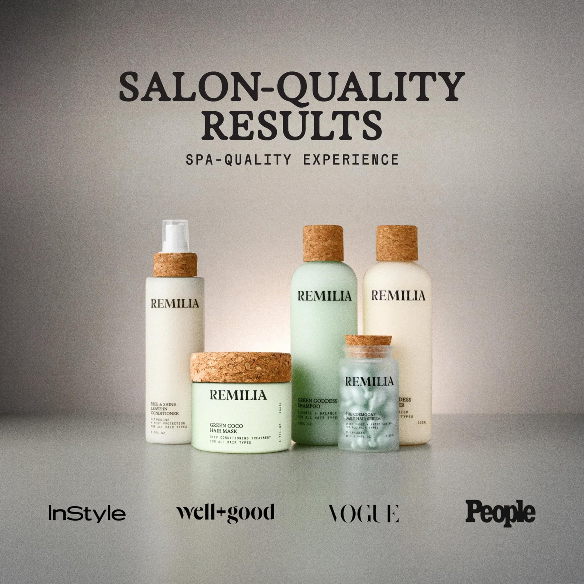 Remilia Hair Cosmocap Keratin Hair Treatment bottle highlighting its anti-frizz benefits.
