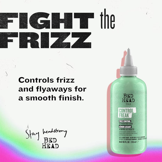TIGI Bed Head Control Freak Straightening Serum product label showing ingredients