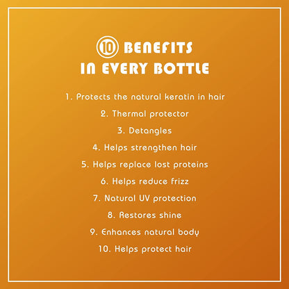 Close up of the two fluid ounce travel size It's a 10 Miracle Leave-In Plus Keratin bottle.
