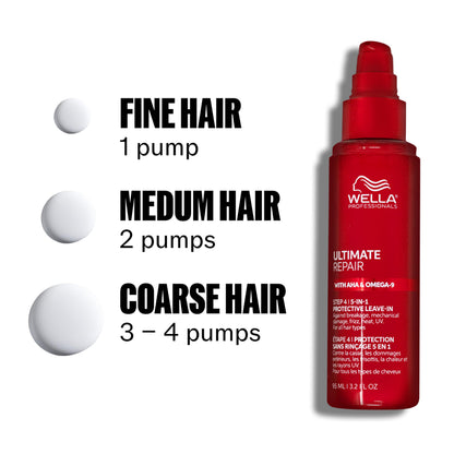 Side view of Wella Ultimate Repair bottle illustrating the sleek professional salon packaging design