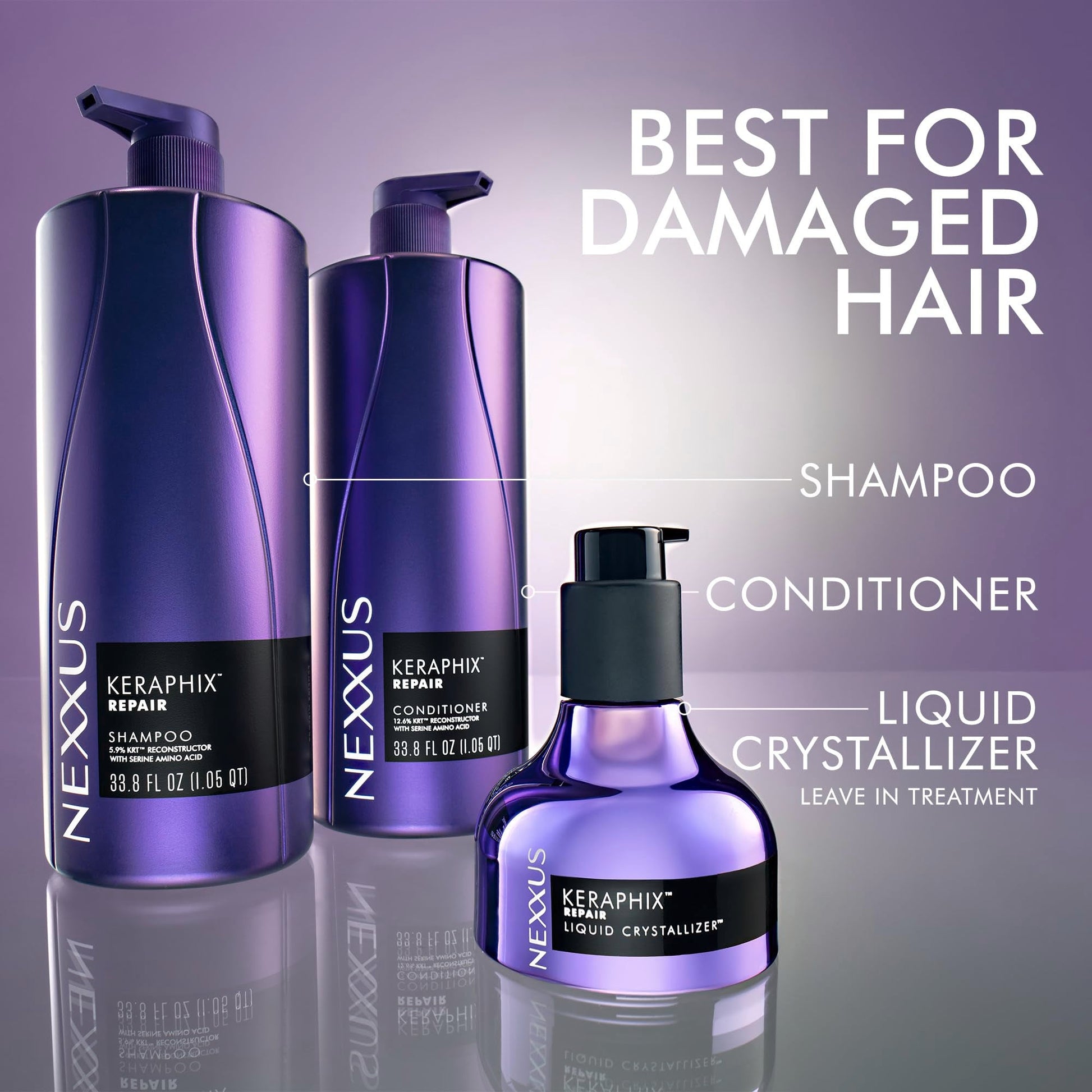 Nexxus Keraphix Liquid Crystallizer packaging highlighting the bond building benefits