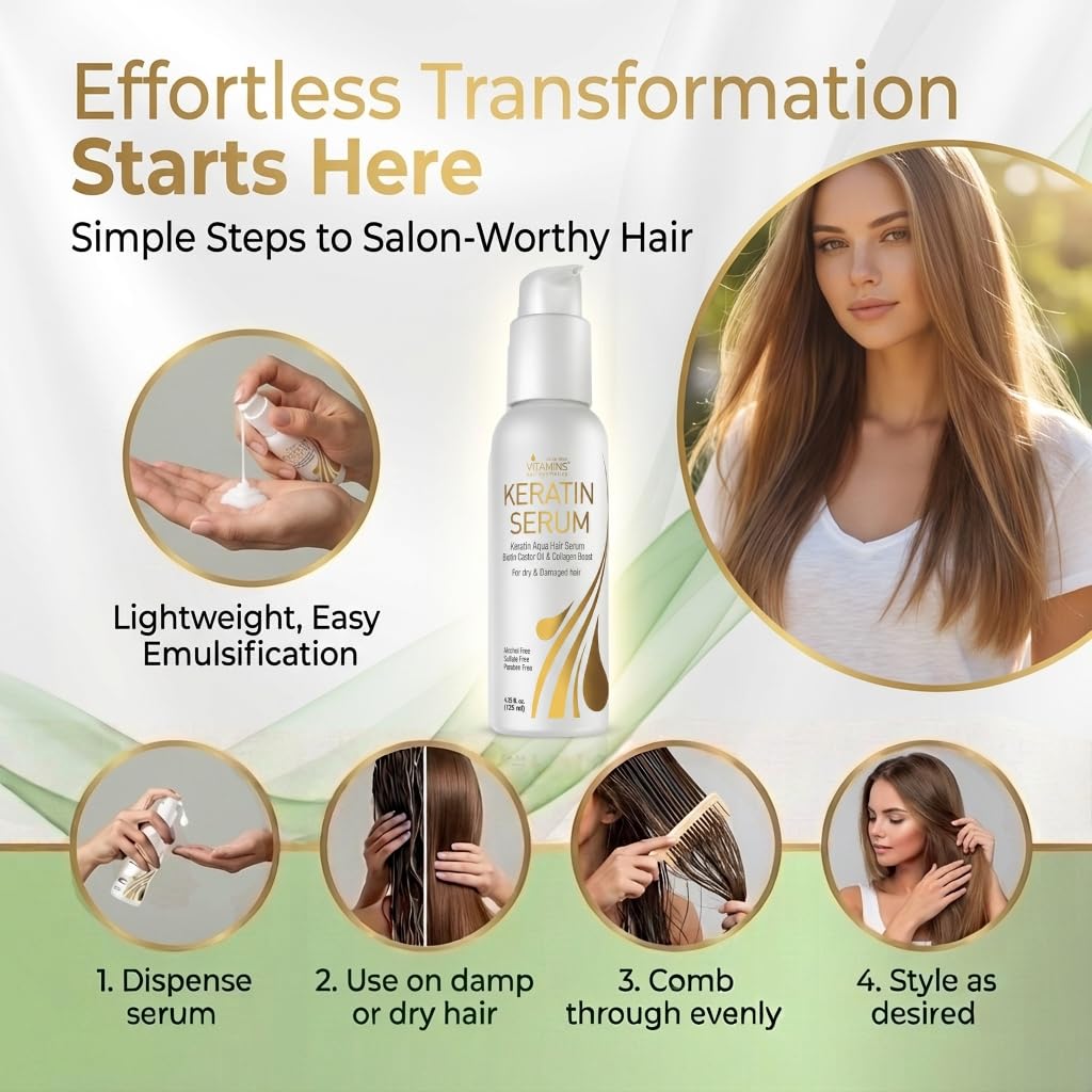 Keratin protein hair serum oil for damaged and color treated hair repair