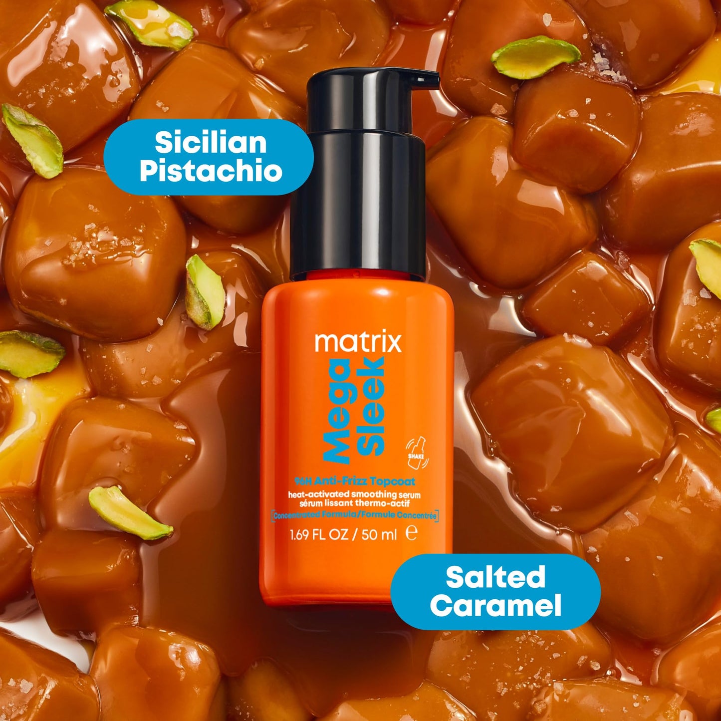 Matrix salon grade hydrophobic barrier hair serum container showcasing the clear formulation details.