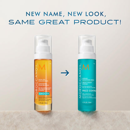 Moroccanoil smoothing serum for humidity defense close up styling shot