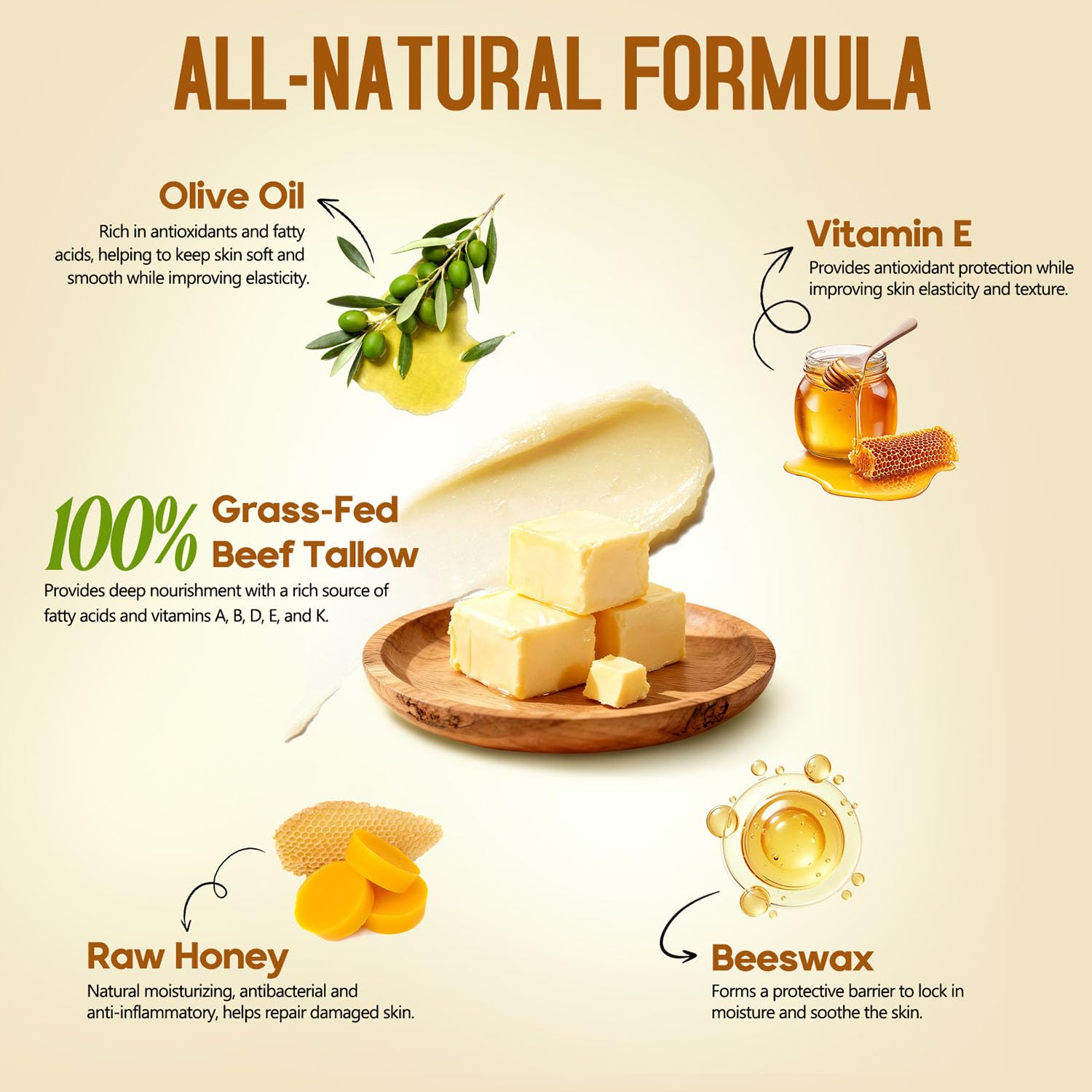 Hicream natural honey beef tallow face moisturizer jar