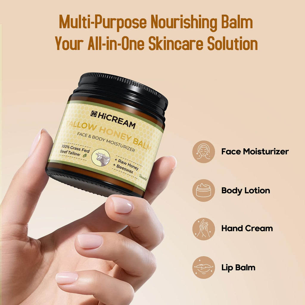 Hicream beef tallow balm for face and body routine