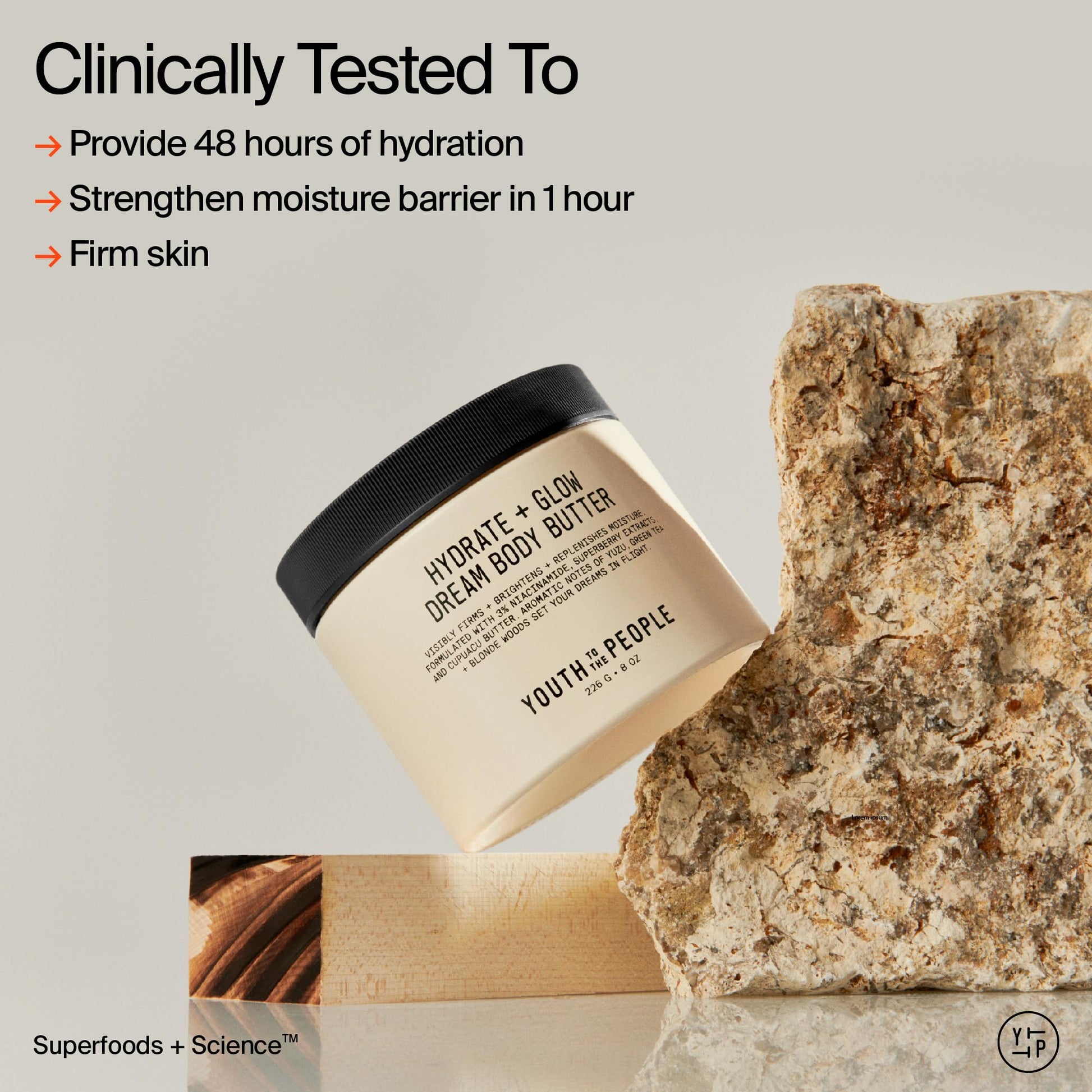 Youth To The People body butter beside other skincare products