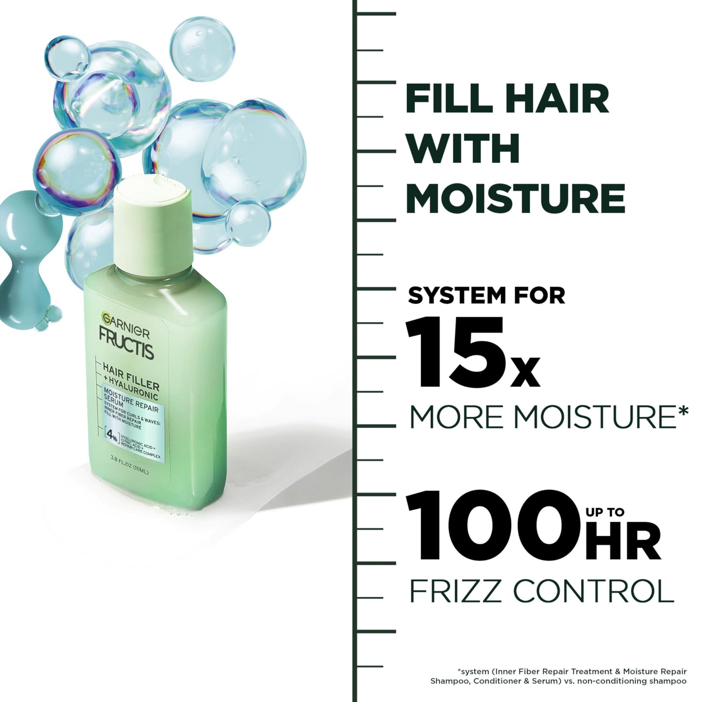 Garnier Fructis Hair Filler 3.75 fluid ounce bottle standing upright for curl definition.