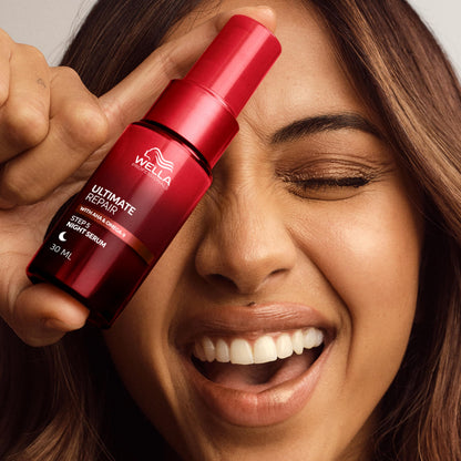 Wella Professionals night hair treatment bottle demonstrating correct pump usage