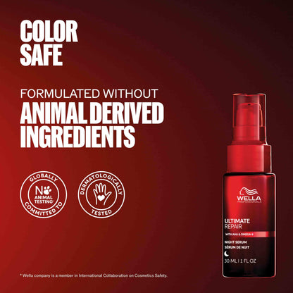 Authentic imported USA Wella Ultimate Repair Night Serum text on official outer packaging box