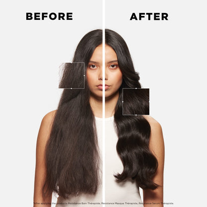 Kérastase split end sealing hair serum 30ml packaging details and usage instructions.
