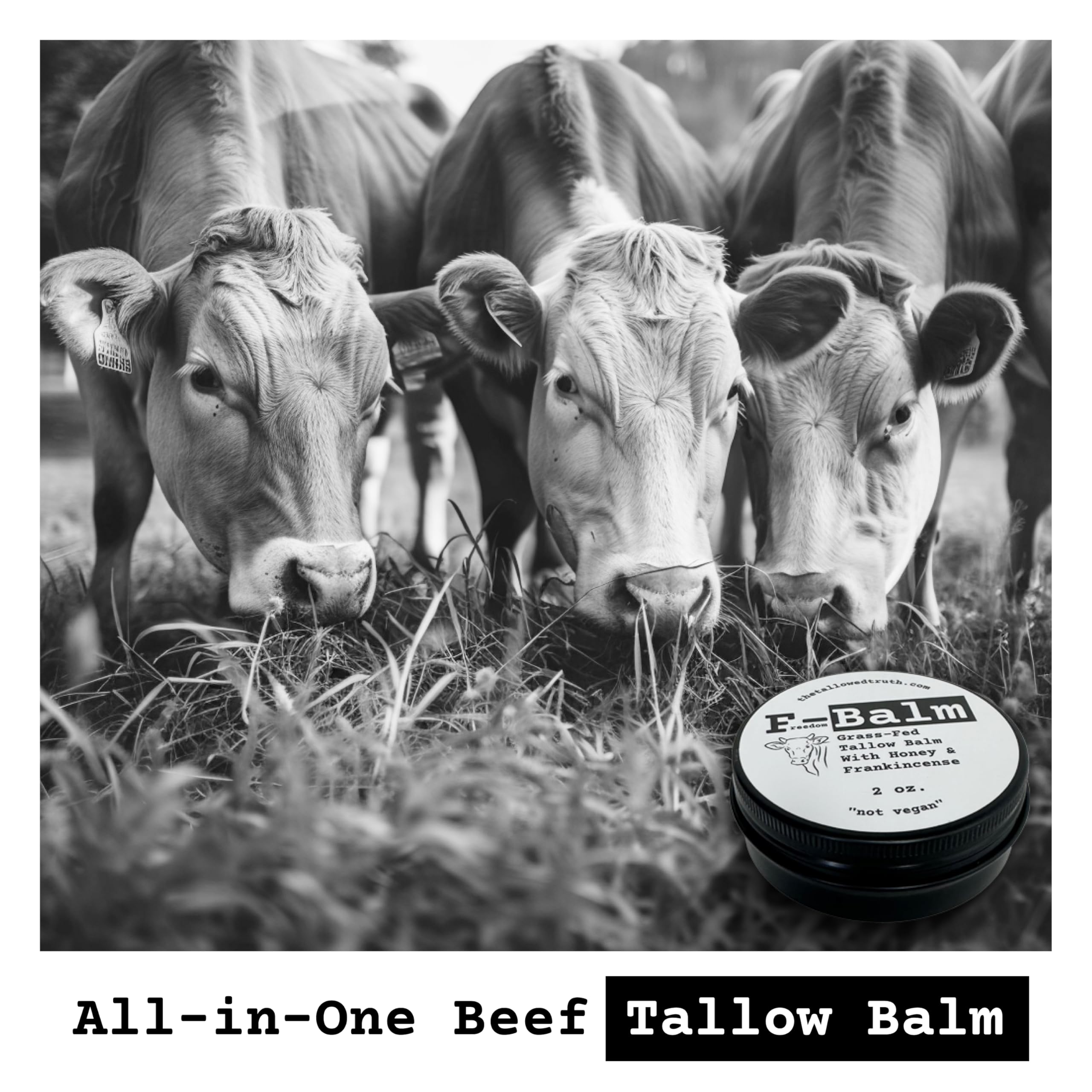 The Tallowed Truth F-Balm 2 ounce tallow balm packaging