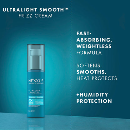 Back label of four fluid ounce anti frizz hair cream serum showing directions.