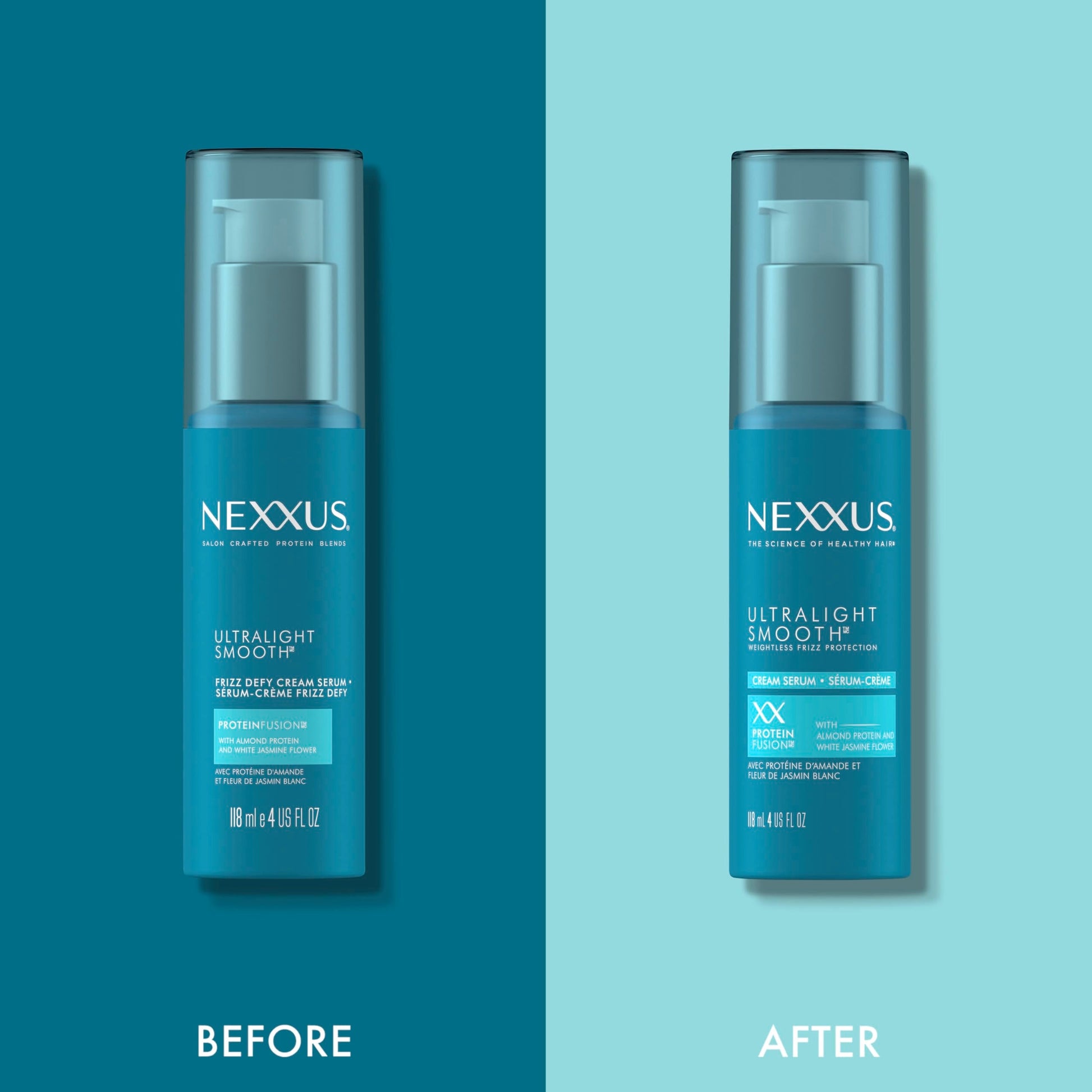 Close up of the pump dispenser on the Nexxus smooth cream serum.