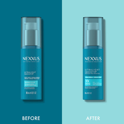 Close up of the pump dispenser on the Nexxus smooth cream serum.