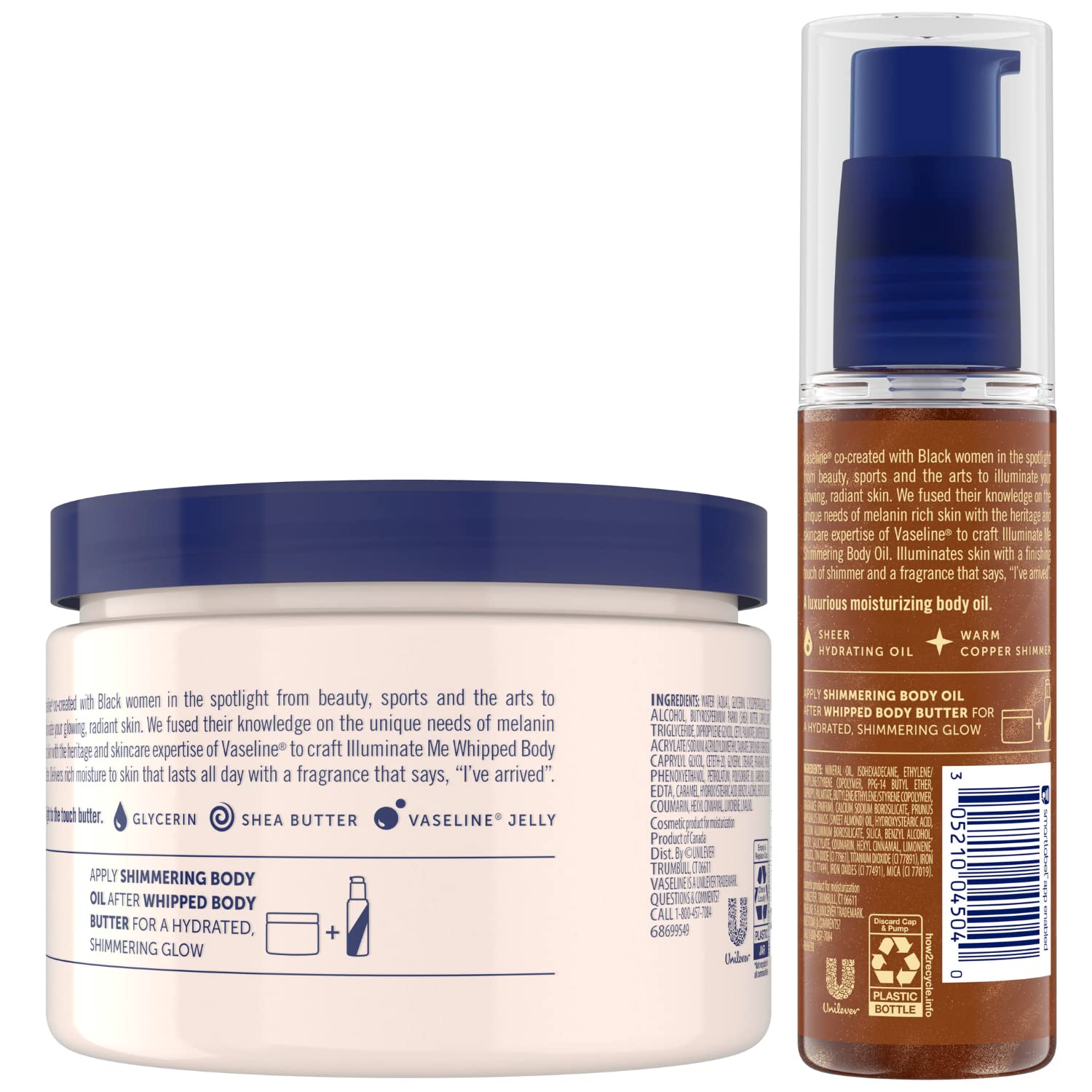 Vaseline whipped body butter jar for glowing skin