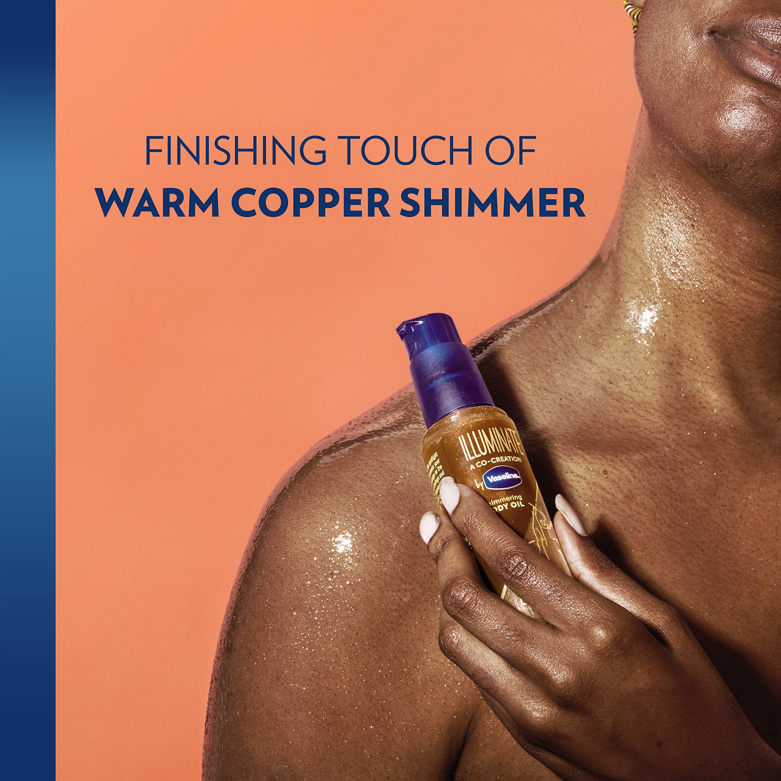 Shimmering body bronzer oil bottle for radiant glow