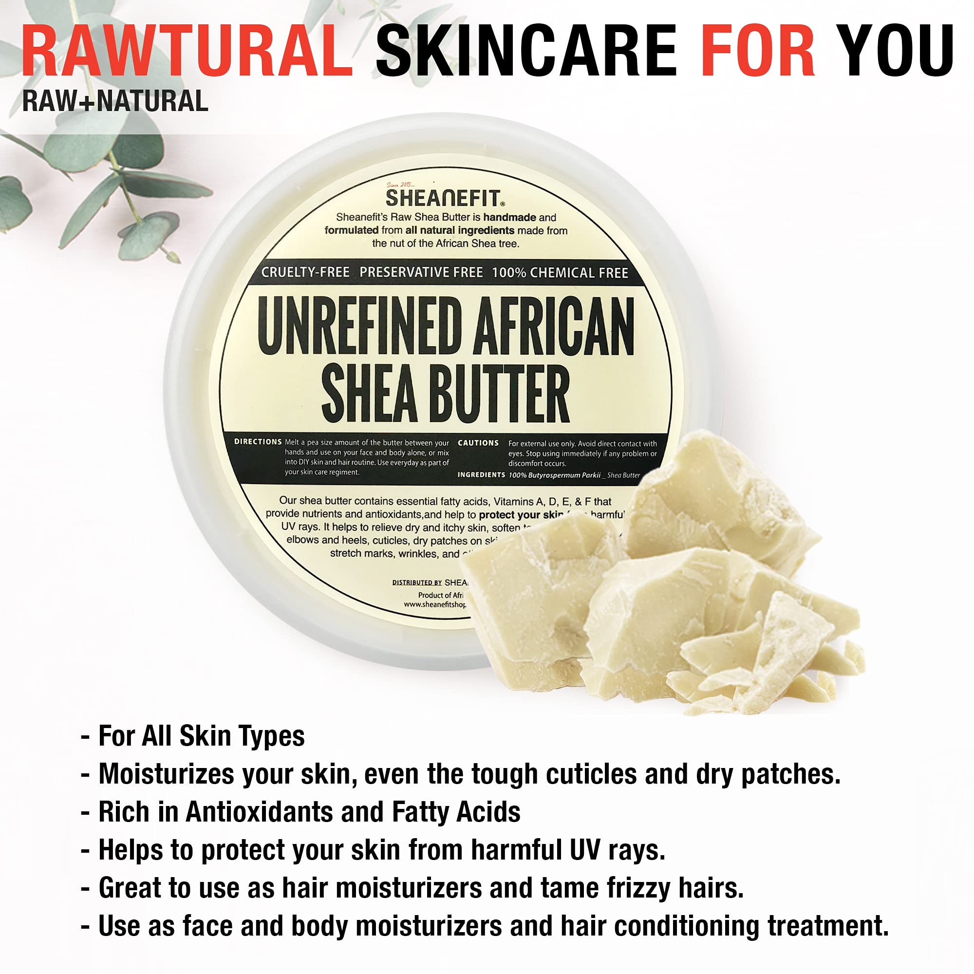 Sheanefit Shea Butter 8 fluid ounce jar with lid