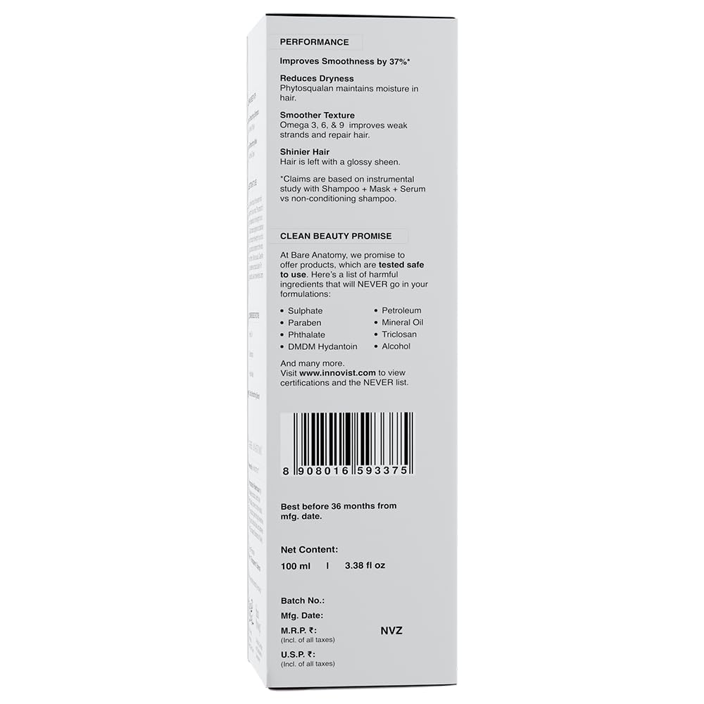 Bare Anatomy niacinamide hair serum bottle showing product benefits