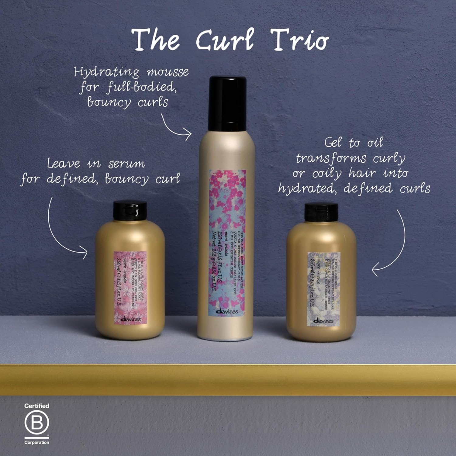 Davines crunch free non greasy curl definition styling treatment bottle side view