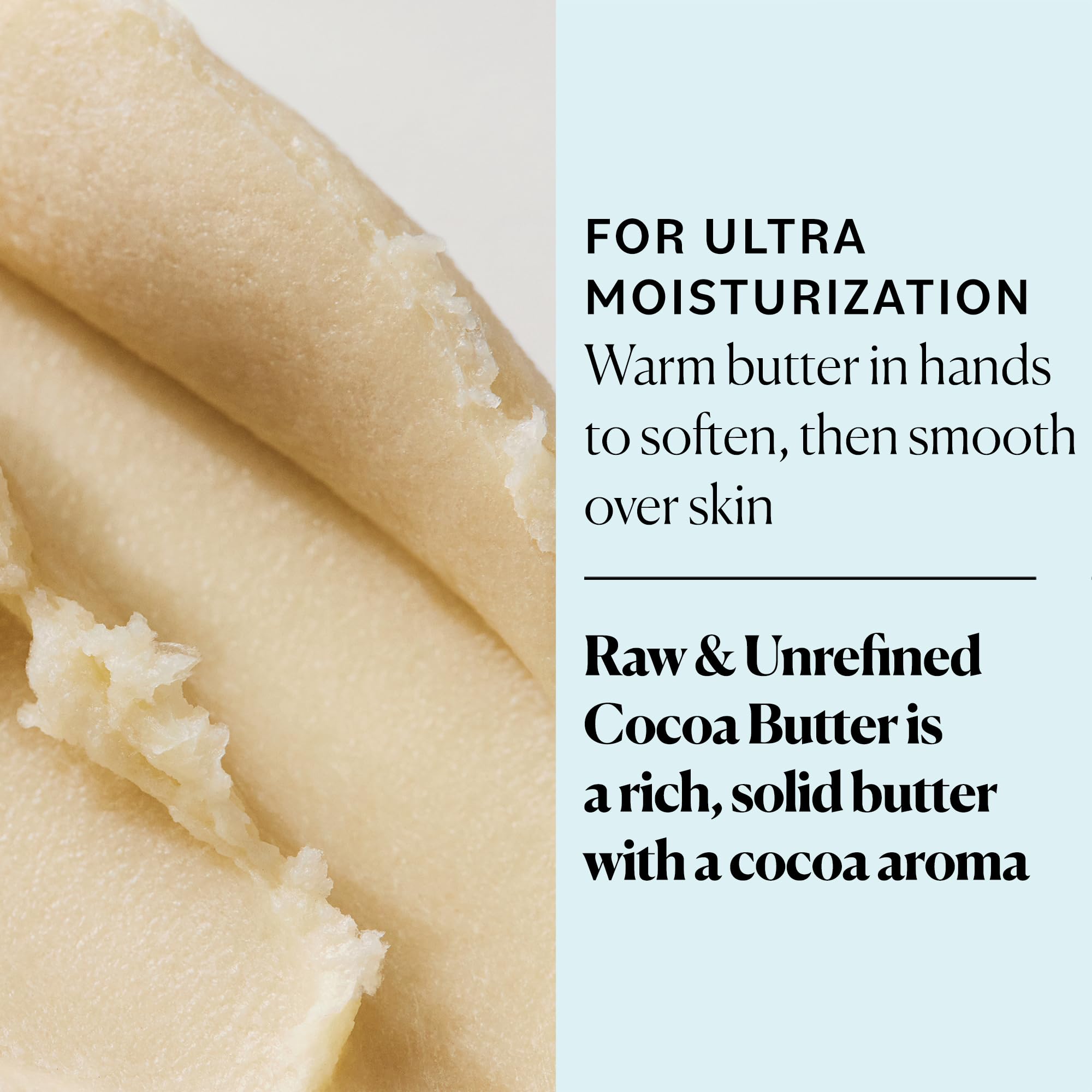 Close up of pure solid cocoa butter texture from Sky Organics