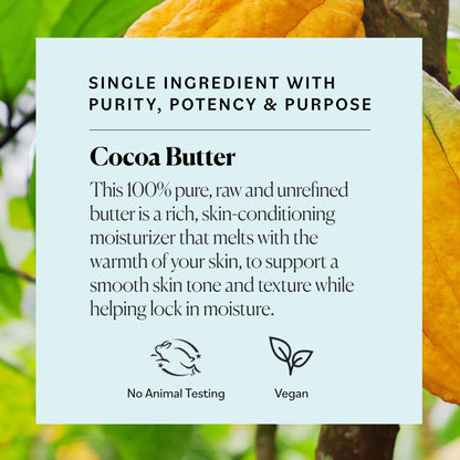 Hand applying raw cocoa butter to demonstrate melting texture