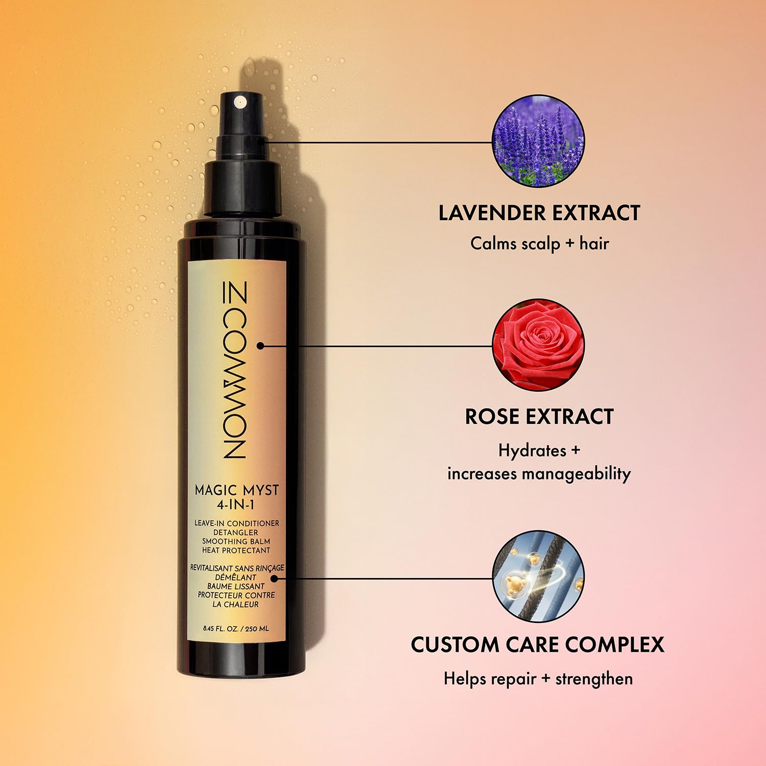 IN COMMON hair elixir weightless heat protectant mist bottle close up