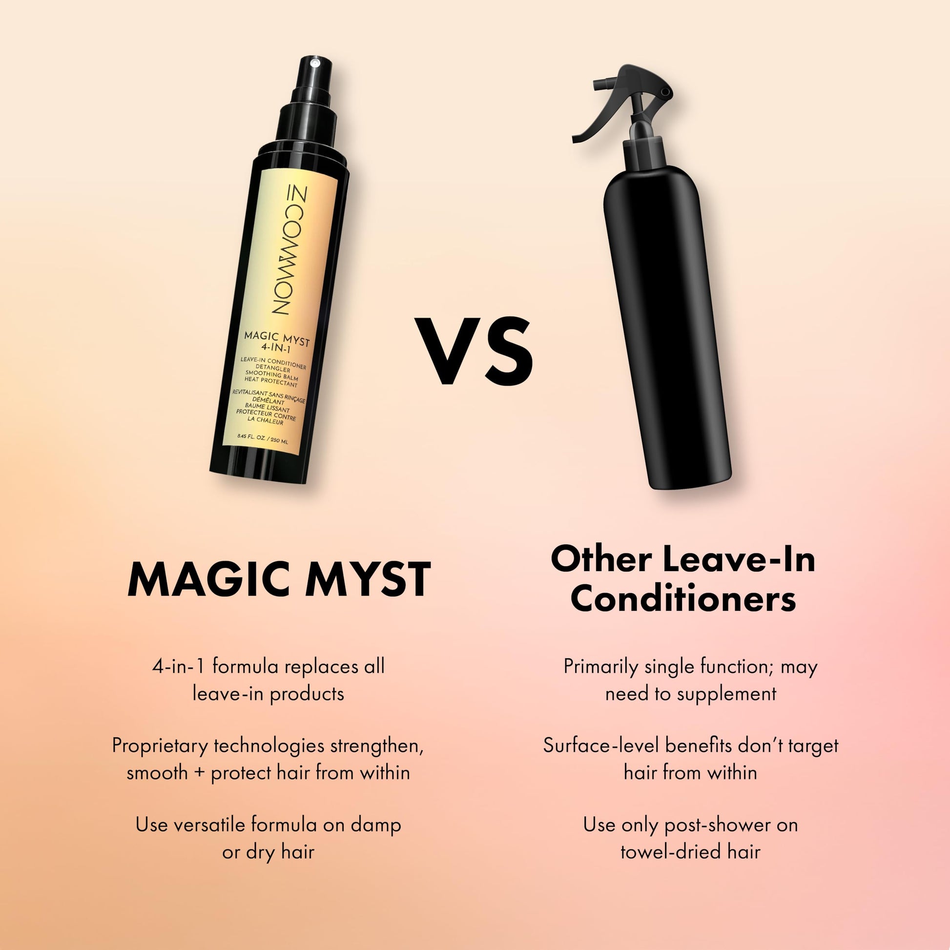 IN COMMON universal hair spray for detangling and smoothing presentation
