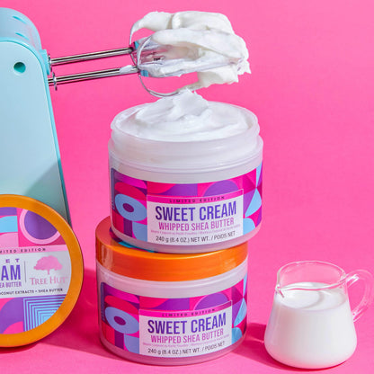 Hand applying Tree Hut Sweet Cream body butter