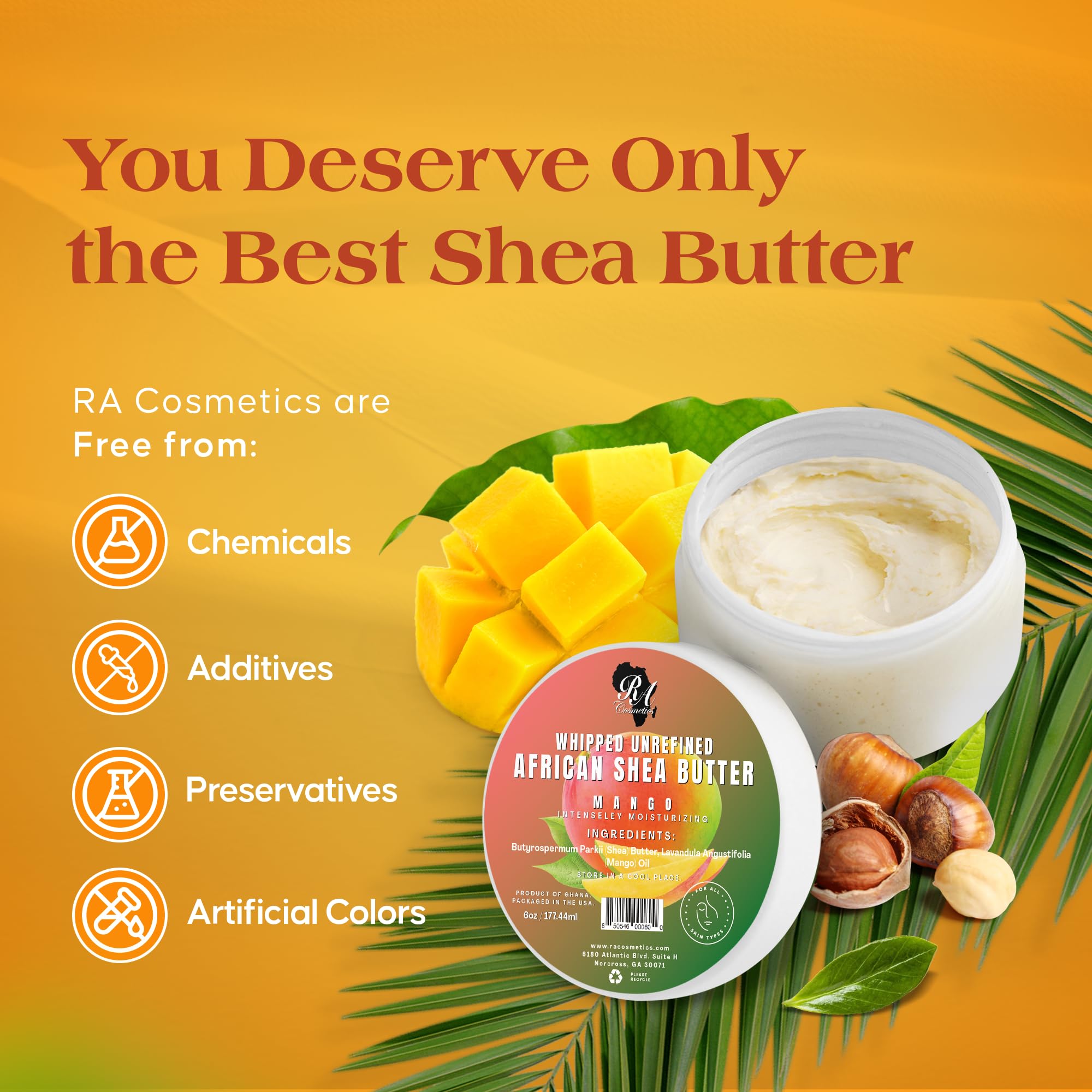 Whipped mango shea butter texture close up