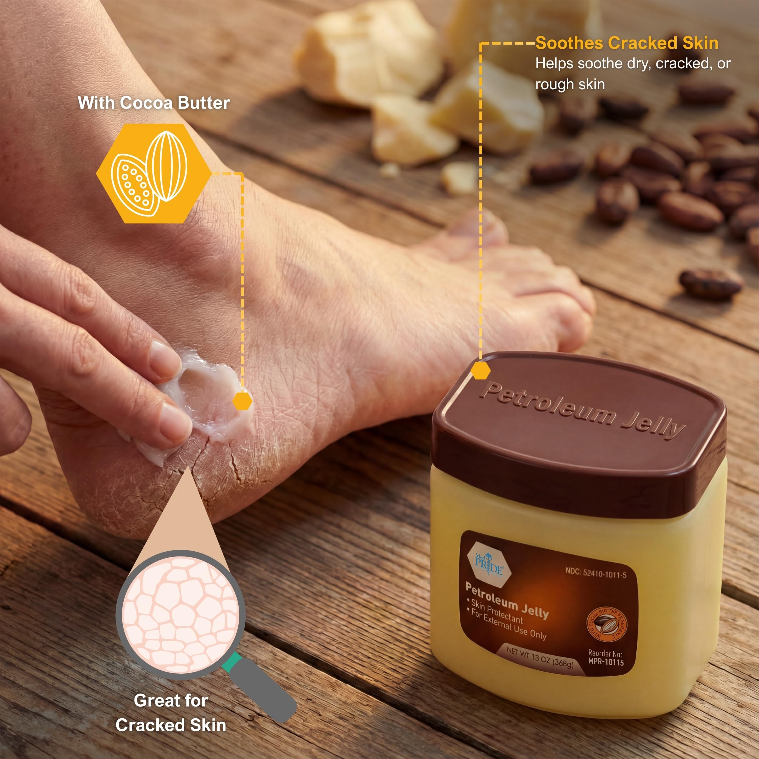 Med Pride Cocoa Butter Petroleum Jelly container label details