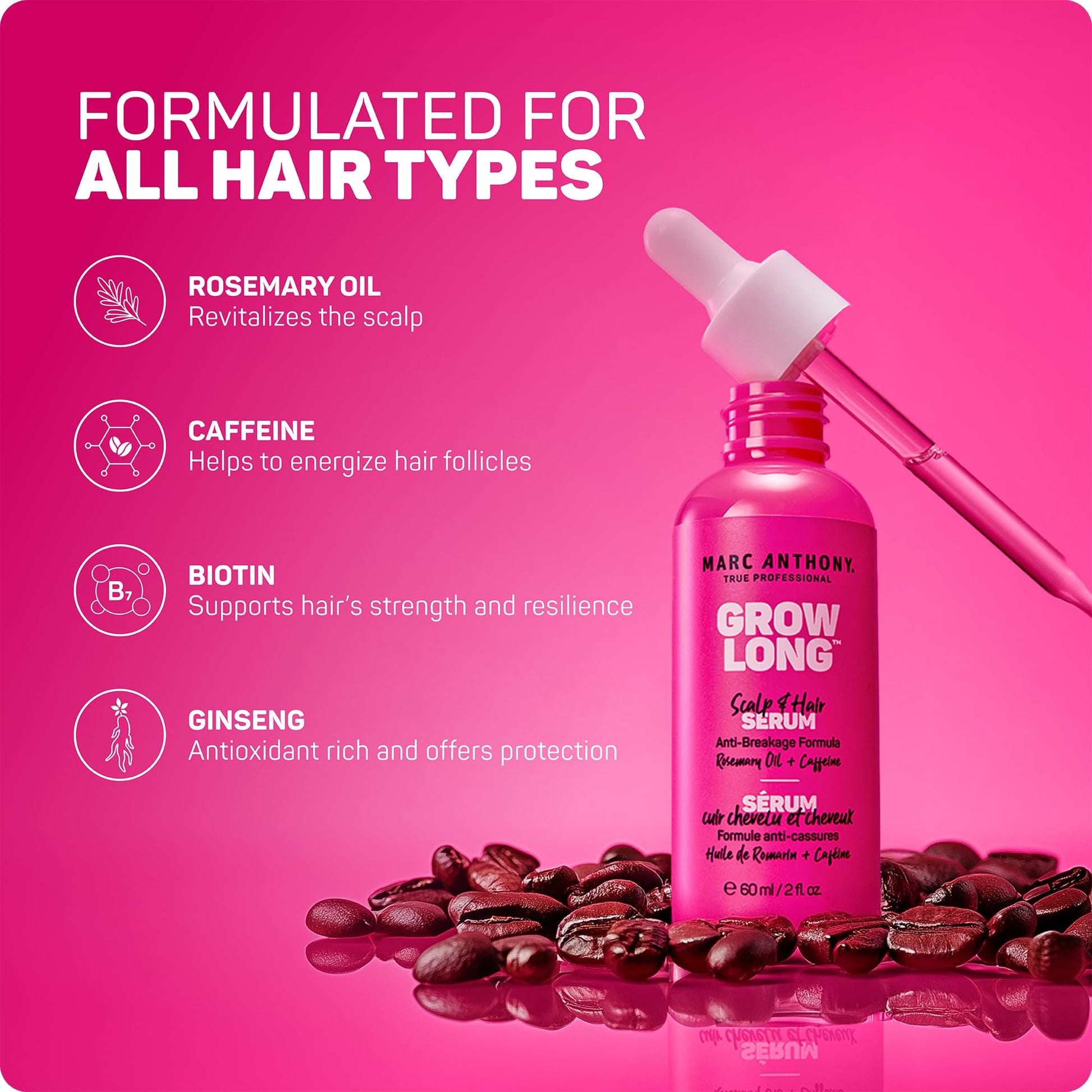 Marc Anthony Grow Long Scalp and Hair Serum being applied to hair roots