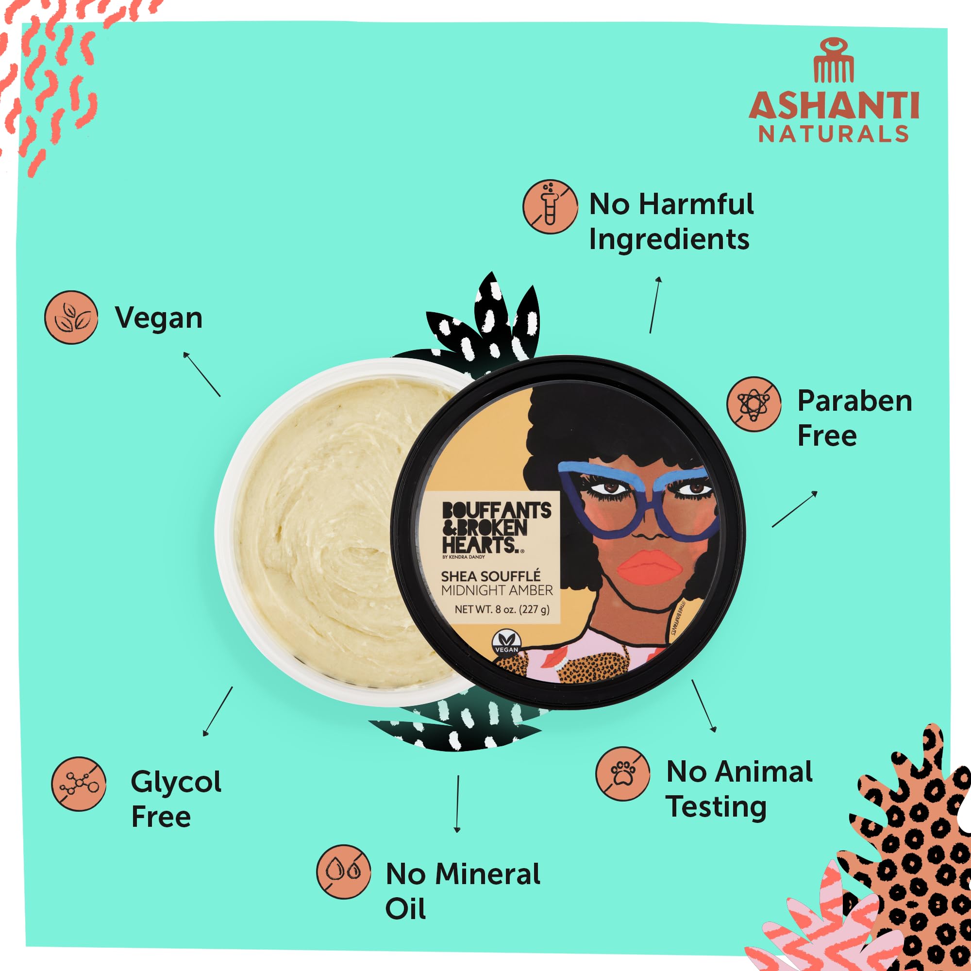 Ashanti Naturals Midnight Amber Shea Souffle jar label