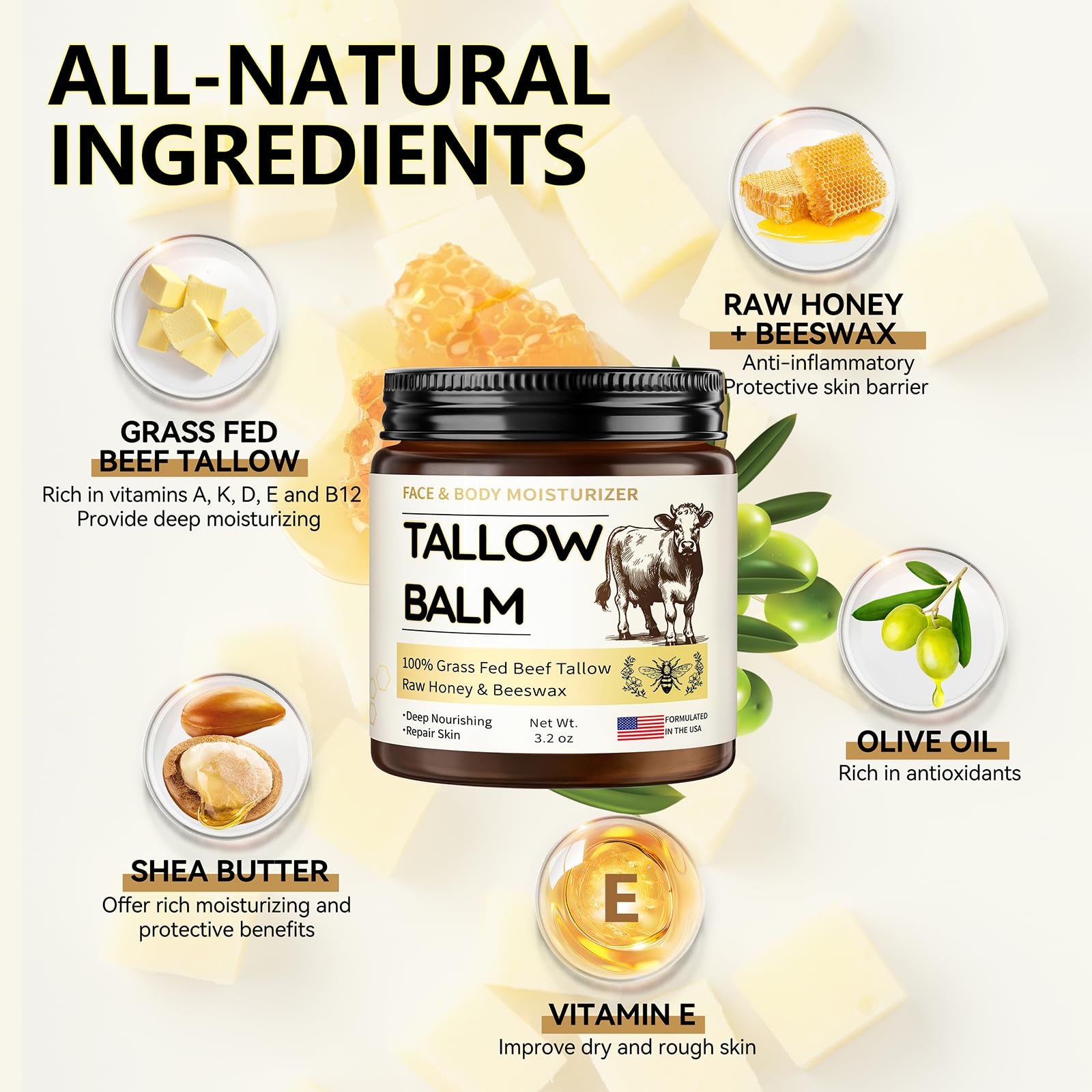 Veakoo organic whipped tallow moisturizer texture detail