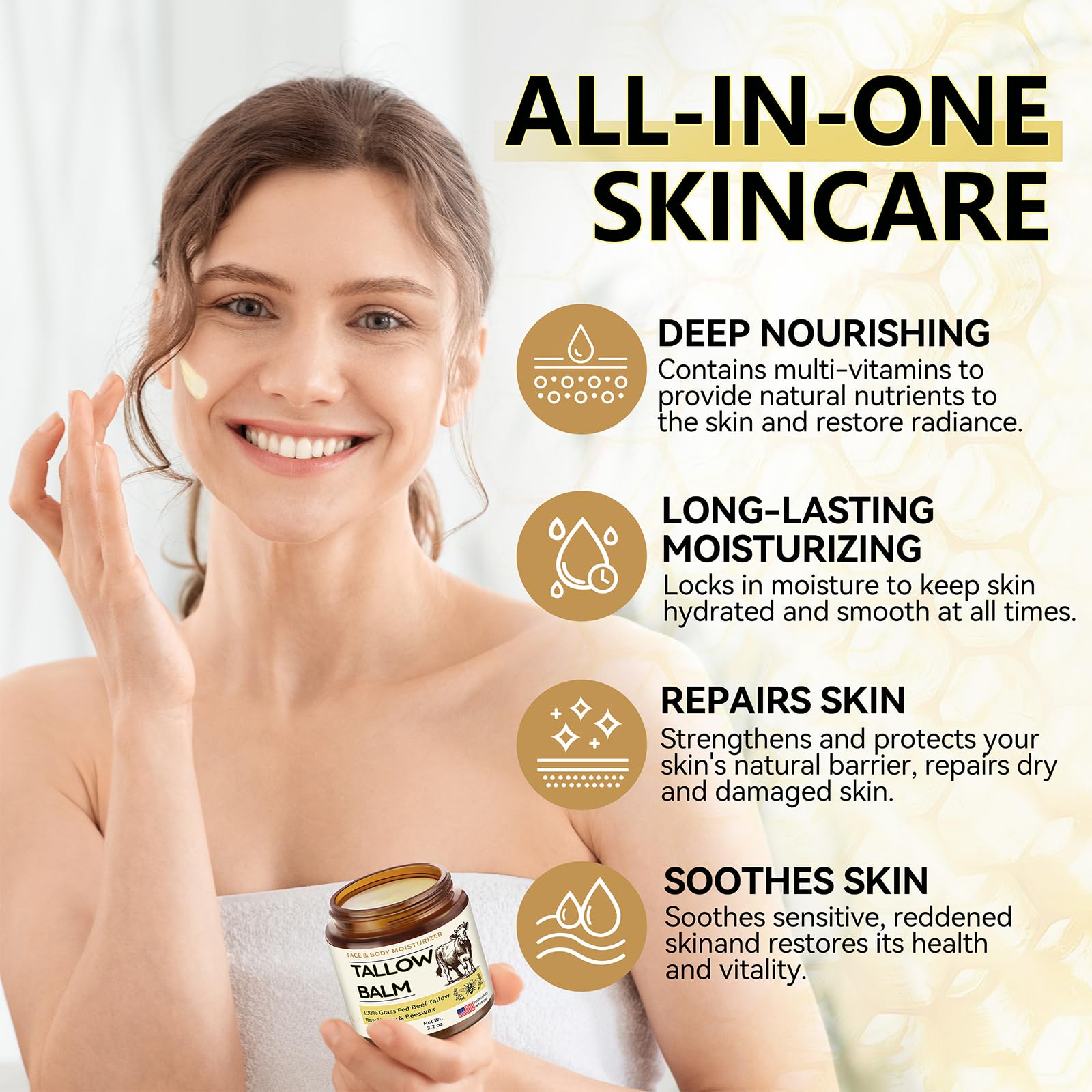 Veakoo beef tallow skin care cream label close up