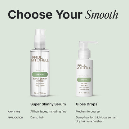Paul Mitchell Super Skinny premium salon serum bottle display emphasizing fast drying benefits