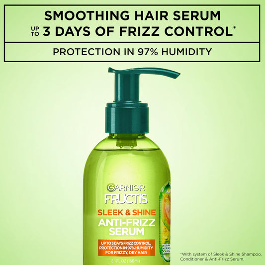 Garnier argan oil infused hair serum for dry hair texture showing a clear lightweight liquid drop