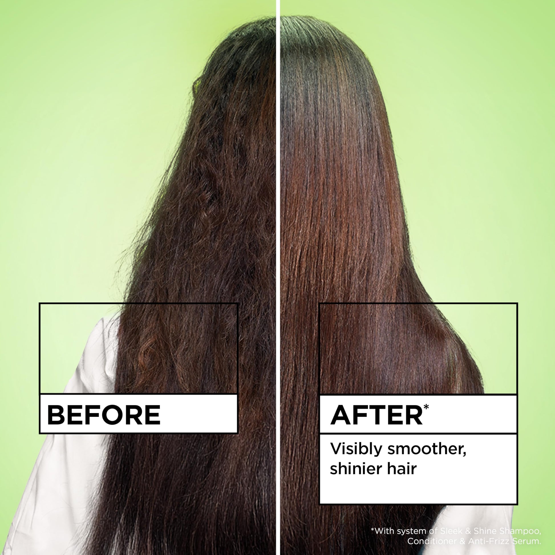 Back label of Garnier Fructis anti frizz leave in treatment detailing official product ingredients