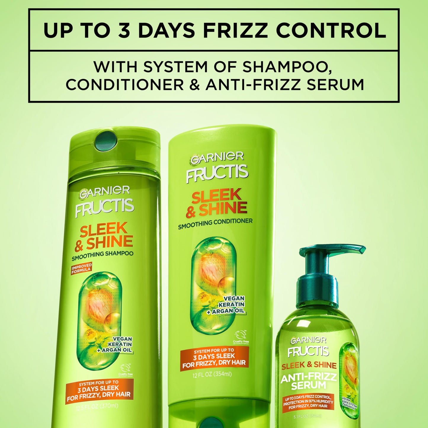 Applying Garnier Fructis argan oil serum from the pump dispenser onto open palms