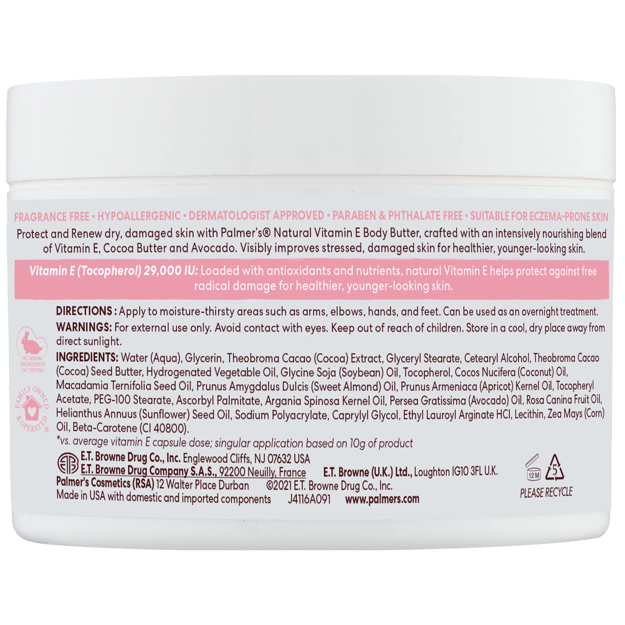 Palmer's Natural Vitamin E Body Butter 7.25 Ounce jar