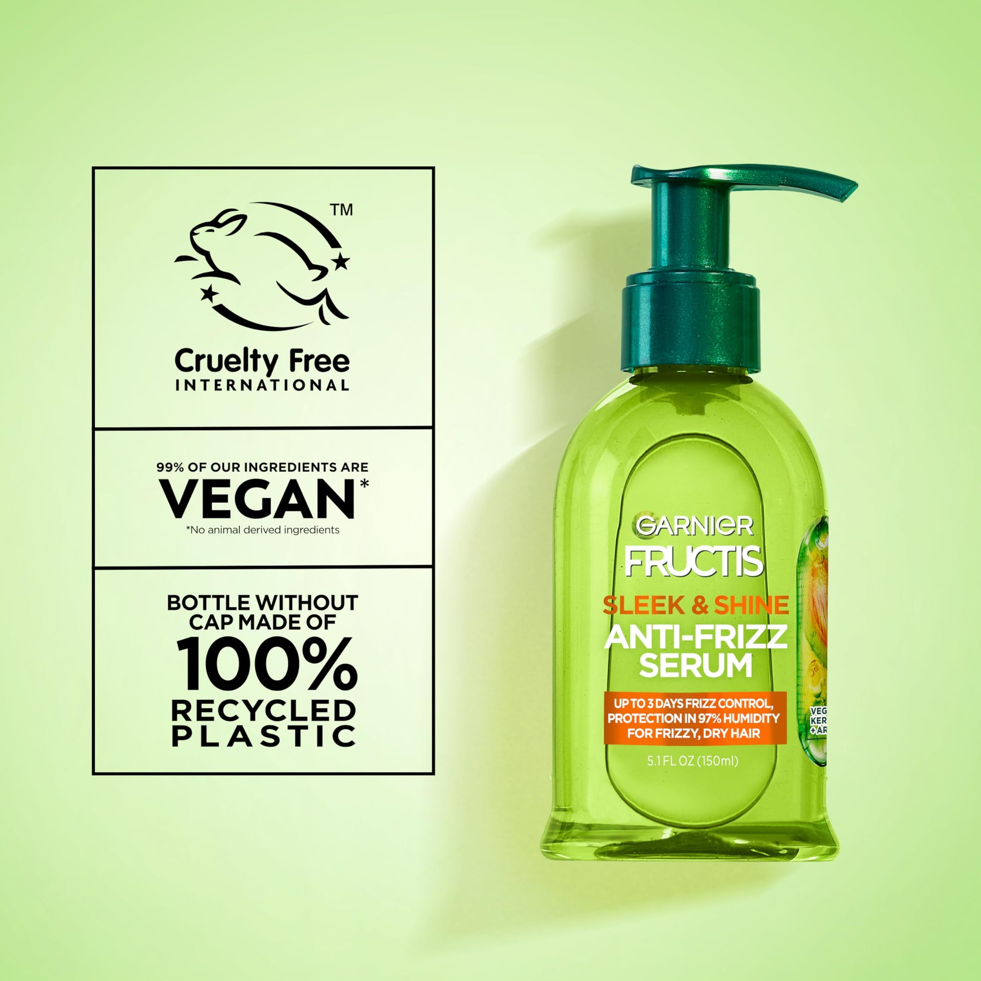 Garnier Fructis Sleek and Shine leave in product demonstrating its clear fluid consistency