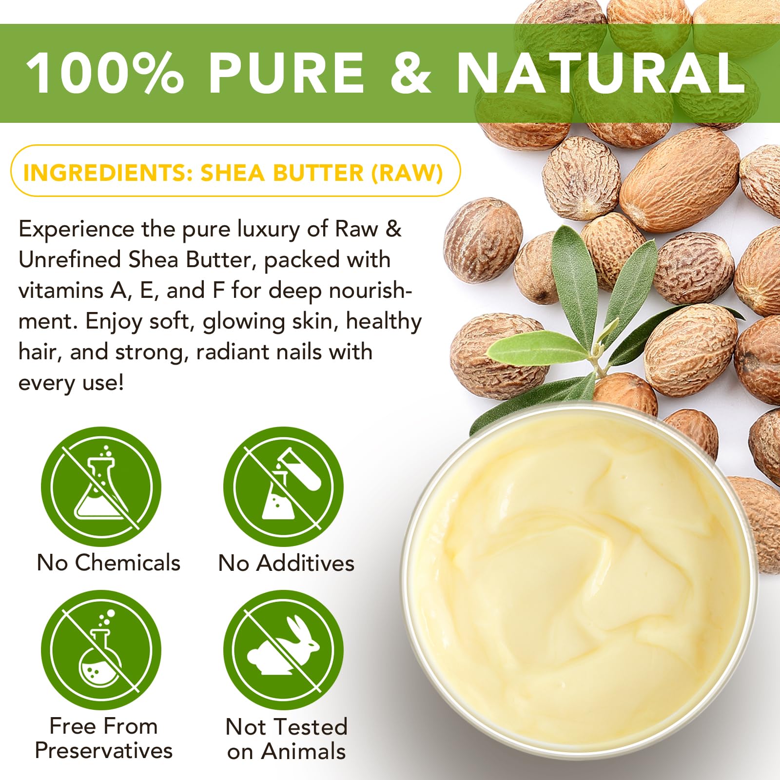 Raw unrefined shea butter texture close up