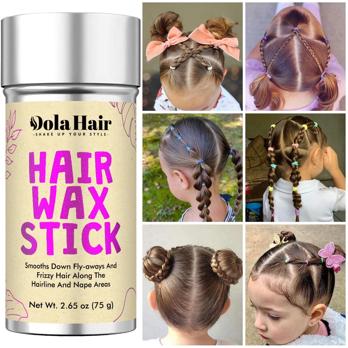 Dolahair hair wax stick application on stray hairline hairs for a smooth updo.