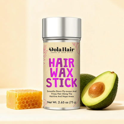 Dolahair non greasy hair wax stick demonstrating frizz control on the nape area.