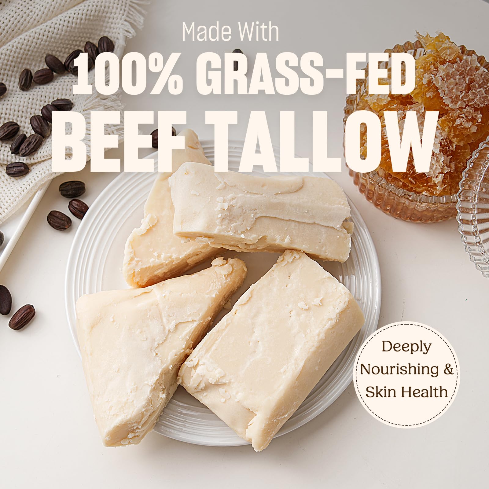 Close up of 100 percent grass fed tallow balm texture