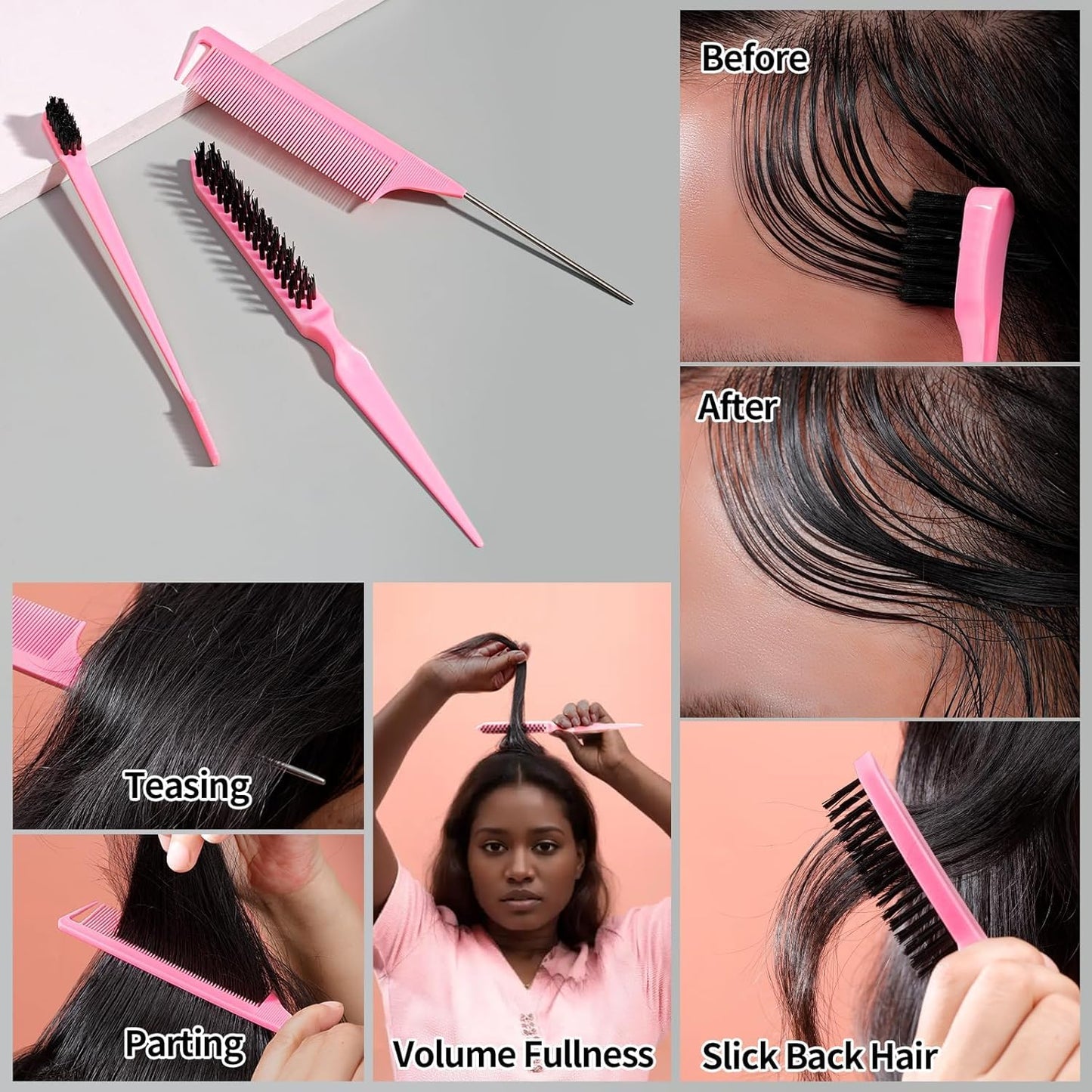Sweet View hair styling balm stick for women creating a neat high bun hairstyle