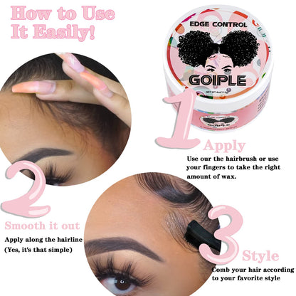 Goiple edge wax formula enriched with organic olive oil and argan oil ingredients