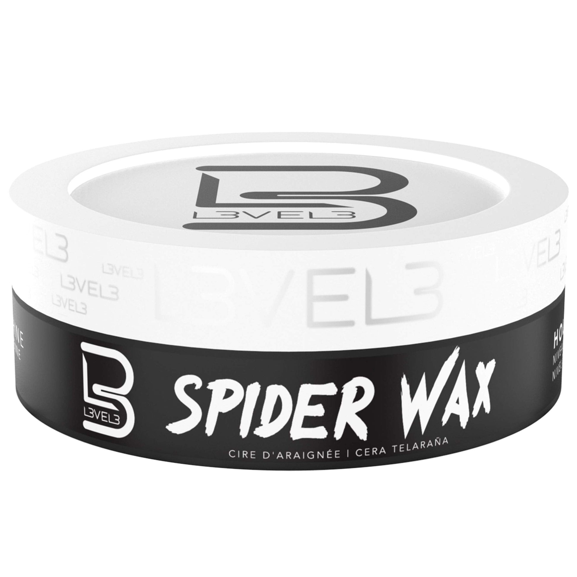L3 Level 3 long lasting men grooming wax jar sitting on a clean surface.